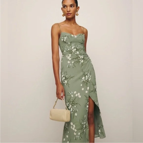 green emerald velvet dress Twilight Dress Rental by Reformation